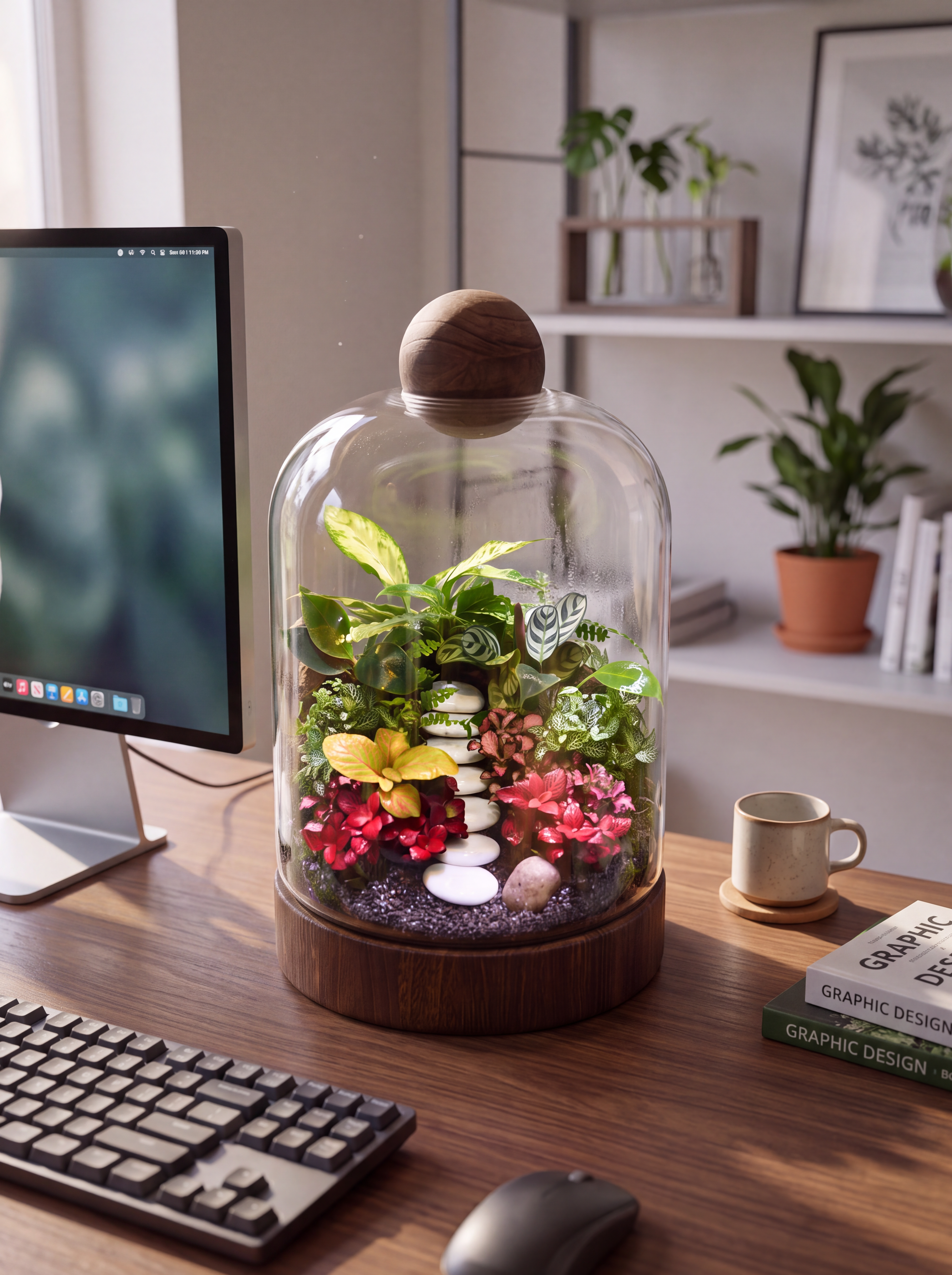 Enclosed Designer Terrarium with Glass Dome