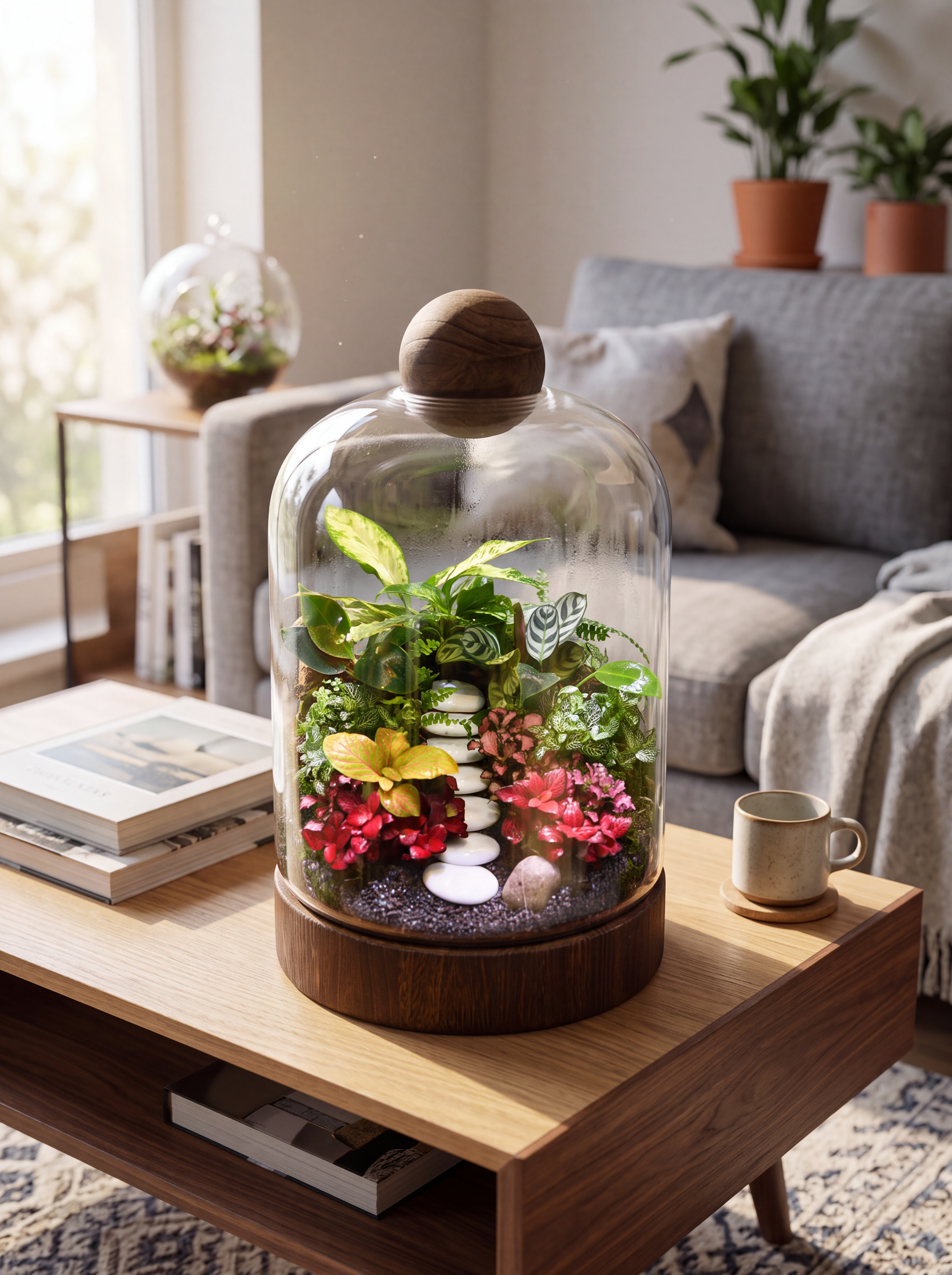 Enclosed Designer Terrarium with Glass Dome