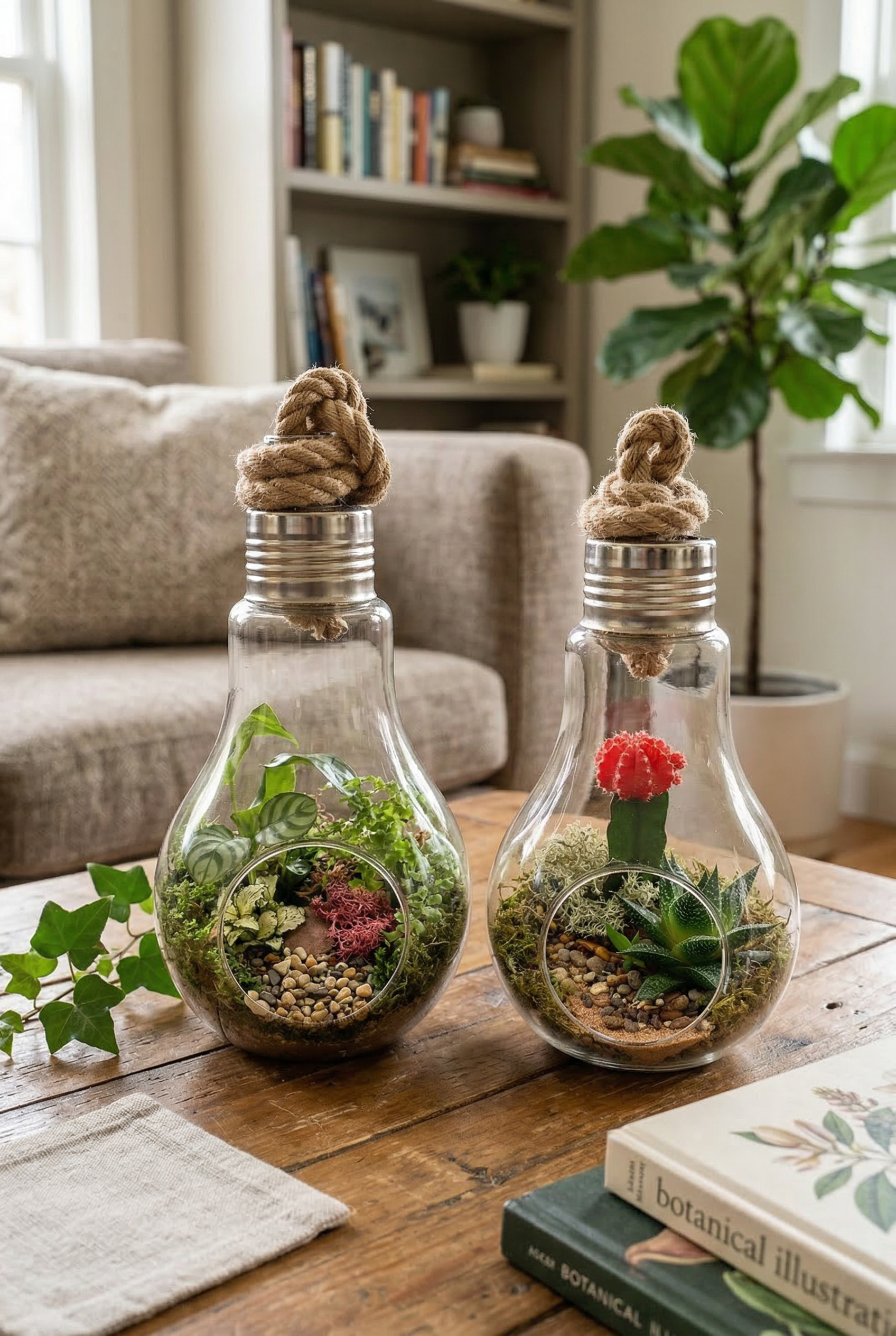 Medium Light Bulb Terrarium – Open Style Ready-Made or DIY