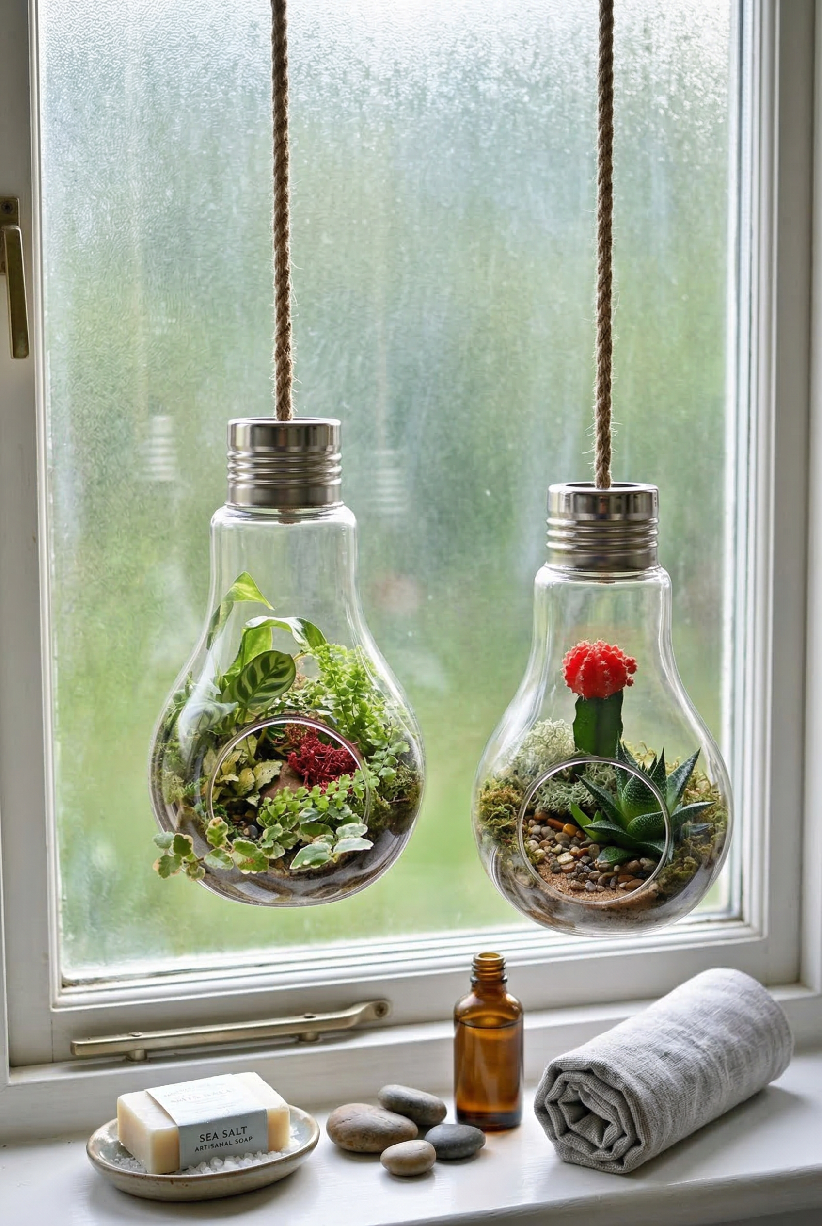 light bulb terrarium plants Medium Light Bulb Terrarium – Open Style Ready-Made or DIY