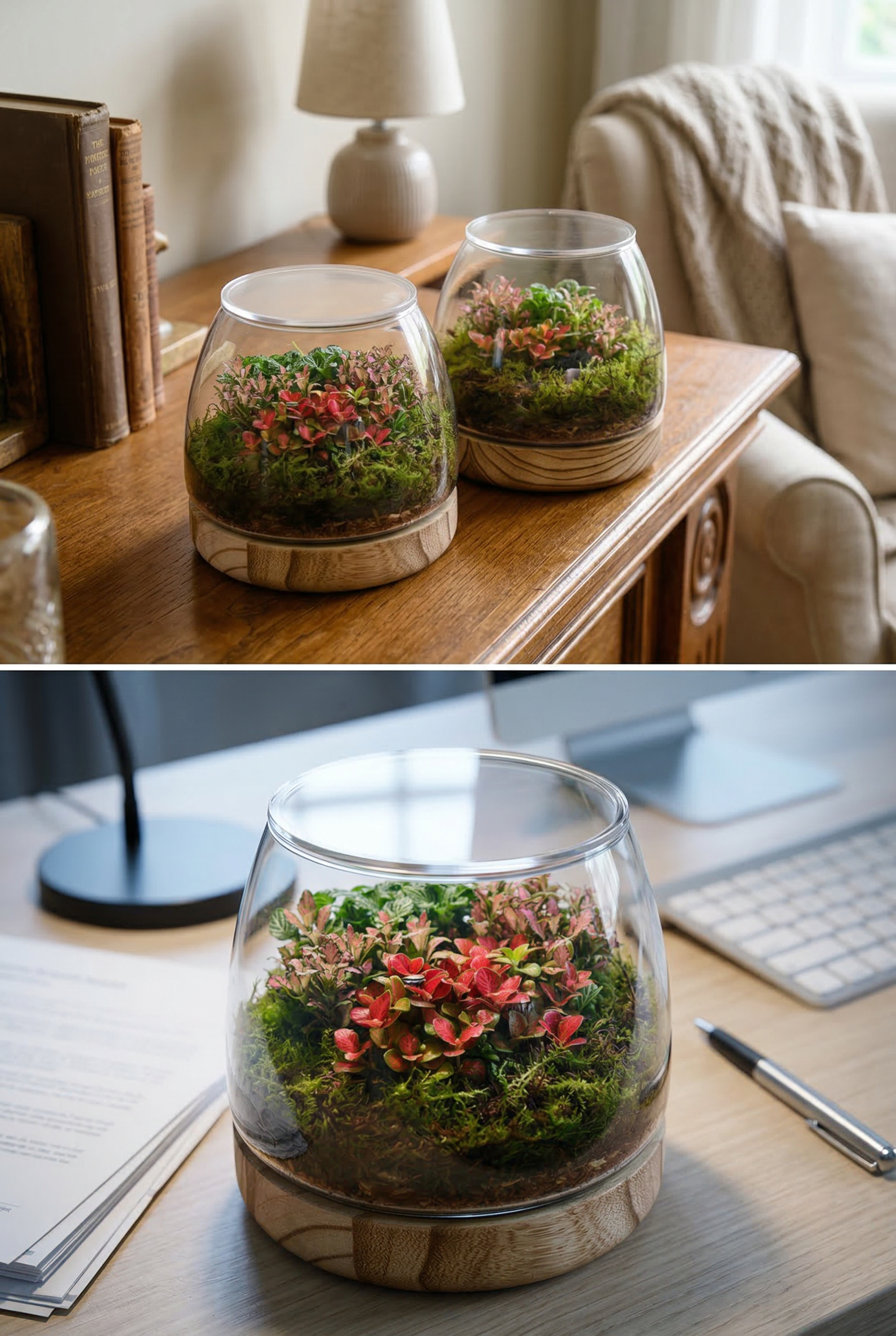 indoor glass plant terrarium Enclosed Glass Terrarium – Hurricane Style Indoor Plant Terrarium (15cm) – Low Maintenance