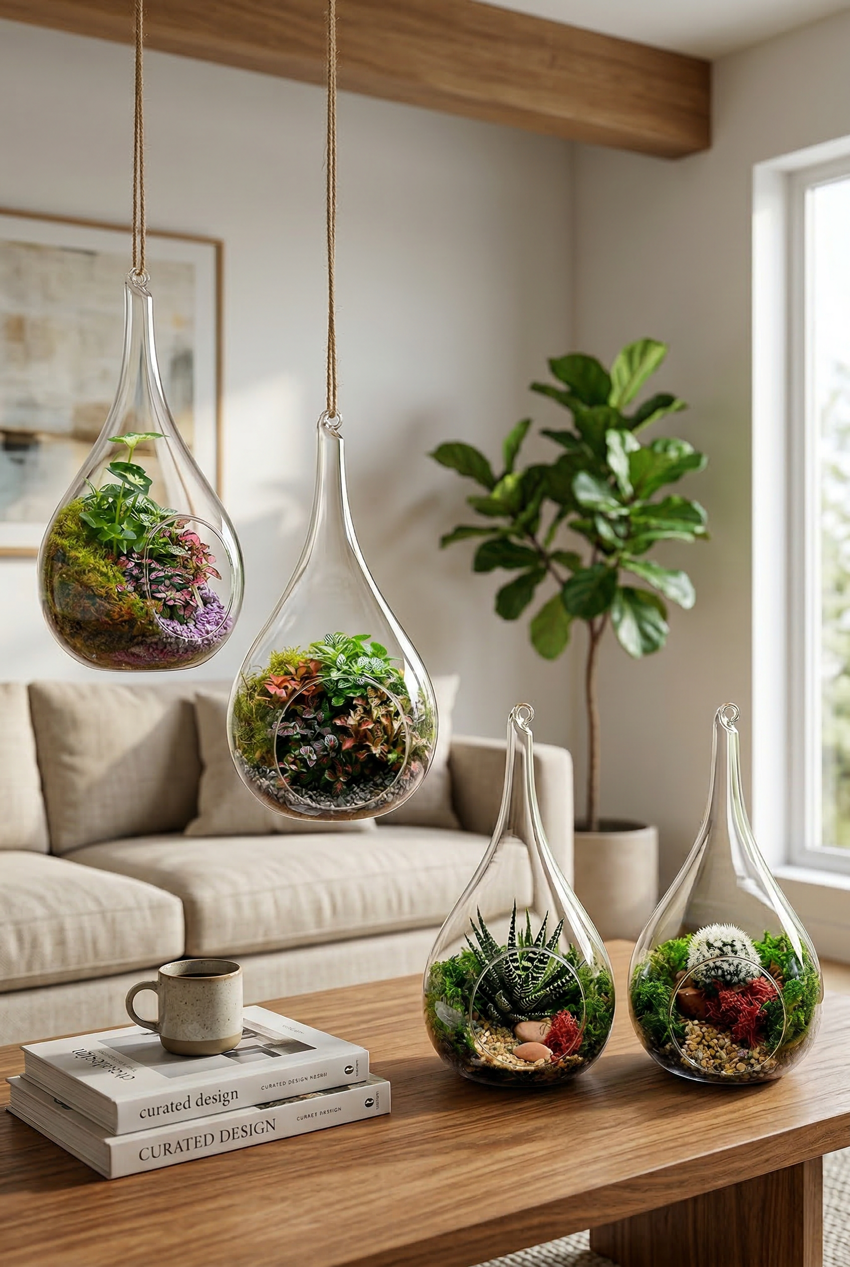 Small Teardrop Terrarium – Hanging or Flat Base Ready-Made or DIY