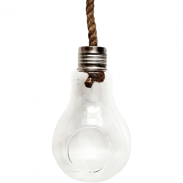 Hanging Glass Terrarium – Lightbulb Shape (Flat Base) - Empty Terrarium Glassware
