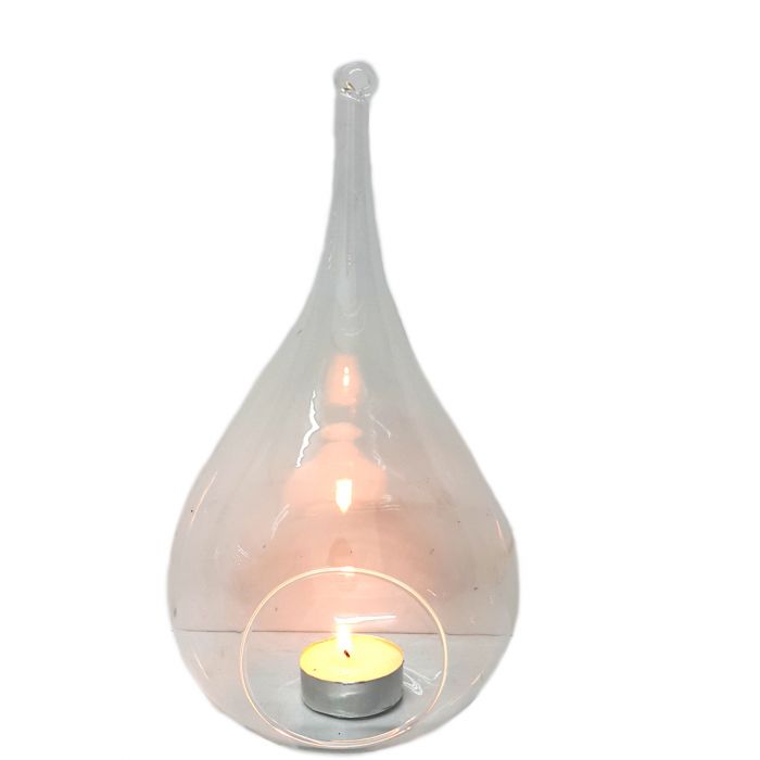 Hanging Teardrop Glass Terrarium with Rope (Flat Base) - Empty Terrarium Glassware