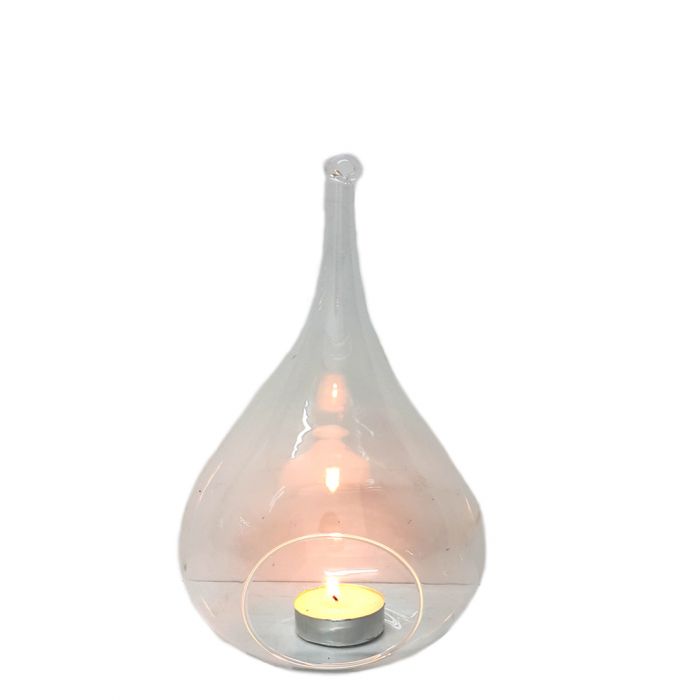 Hanging Teardrop Glass Terrarium with Rope (Flat Base) - Empty Terrarium Glassware