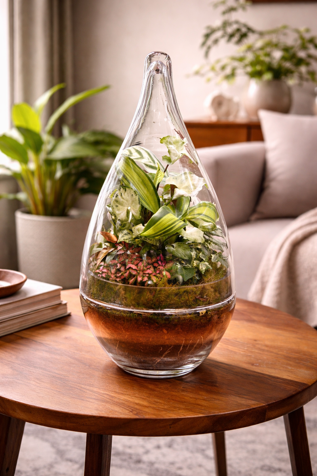 enclosed succulent terrarium Teardrop Glass Terrarium – Enclosed Indoor Plant Terrarium (42cm)