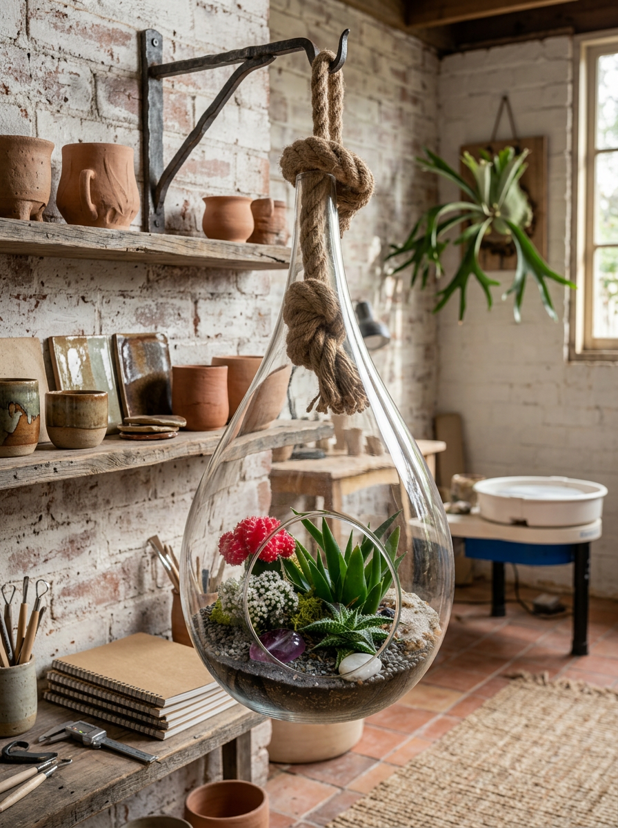 Large Teardrop Terrarium – Open Style Glass Terrarium