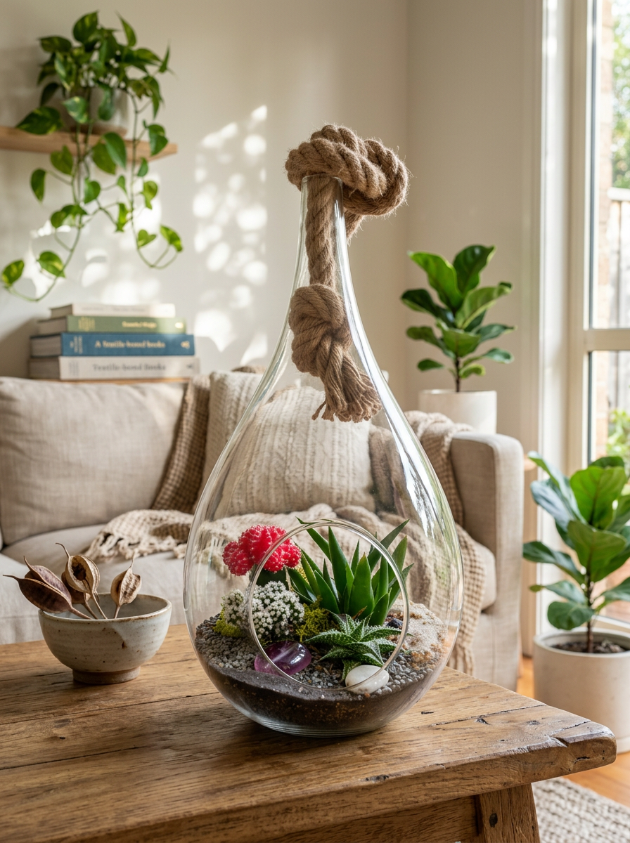 Large Teardrop Terrarium – Open Style Glass Terrarium