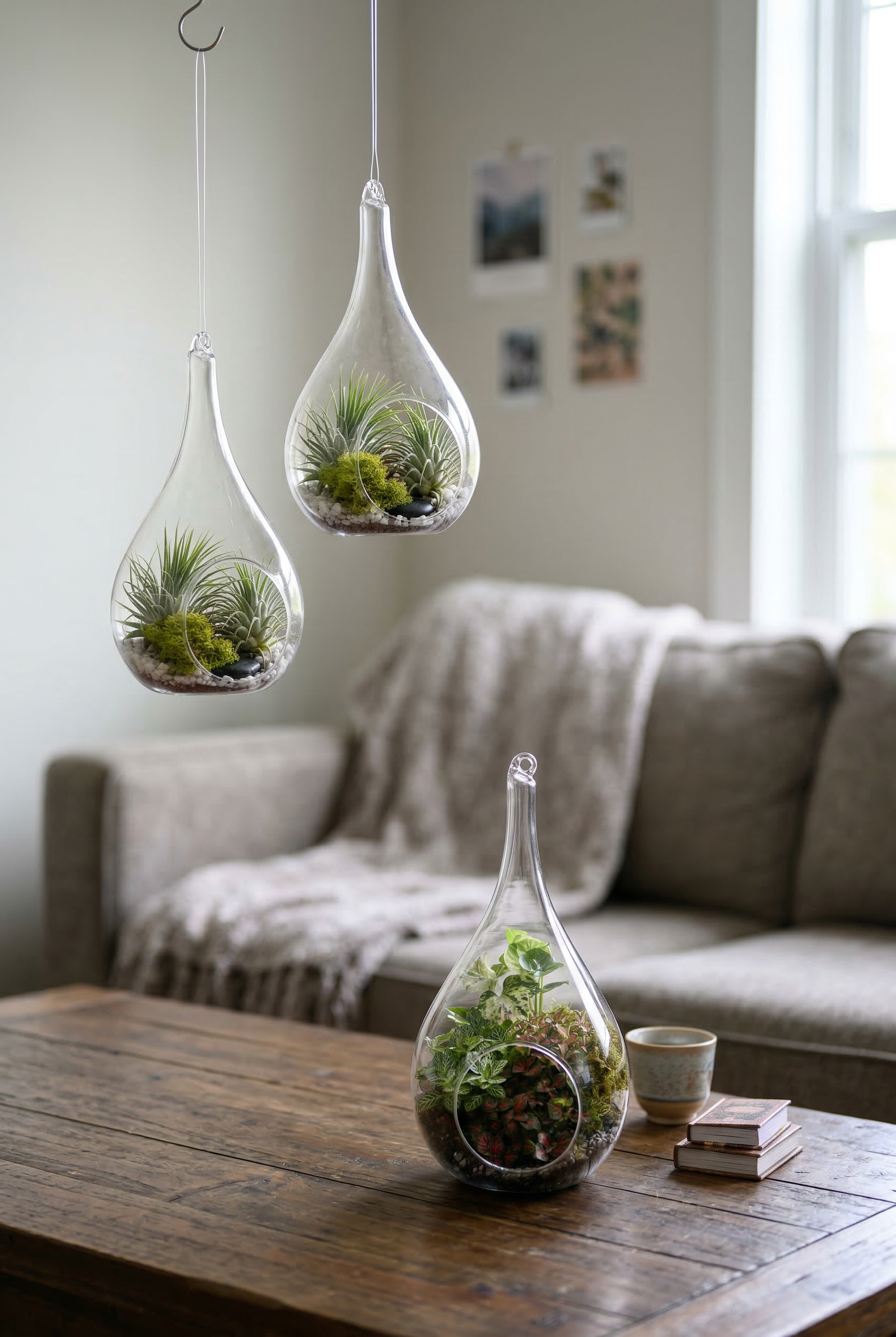 Small Teardrop Terrarium – Hanging or Flat Base Ready-Made or DIY