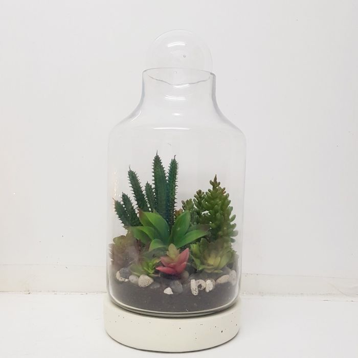 Terrarium Glassware Range - Concrete glass atrium with glass ball