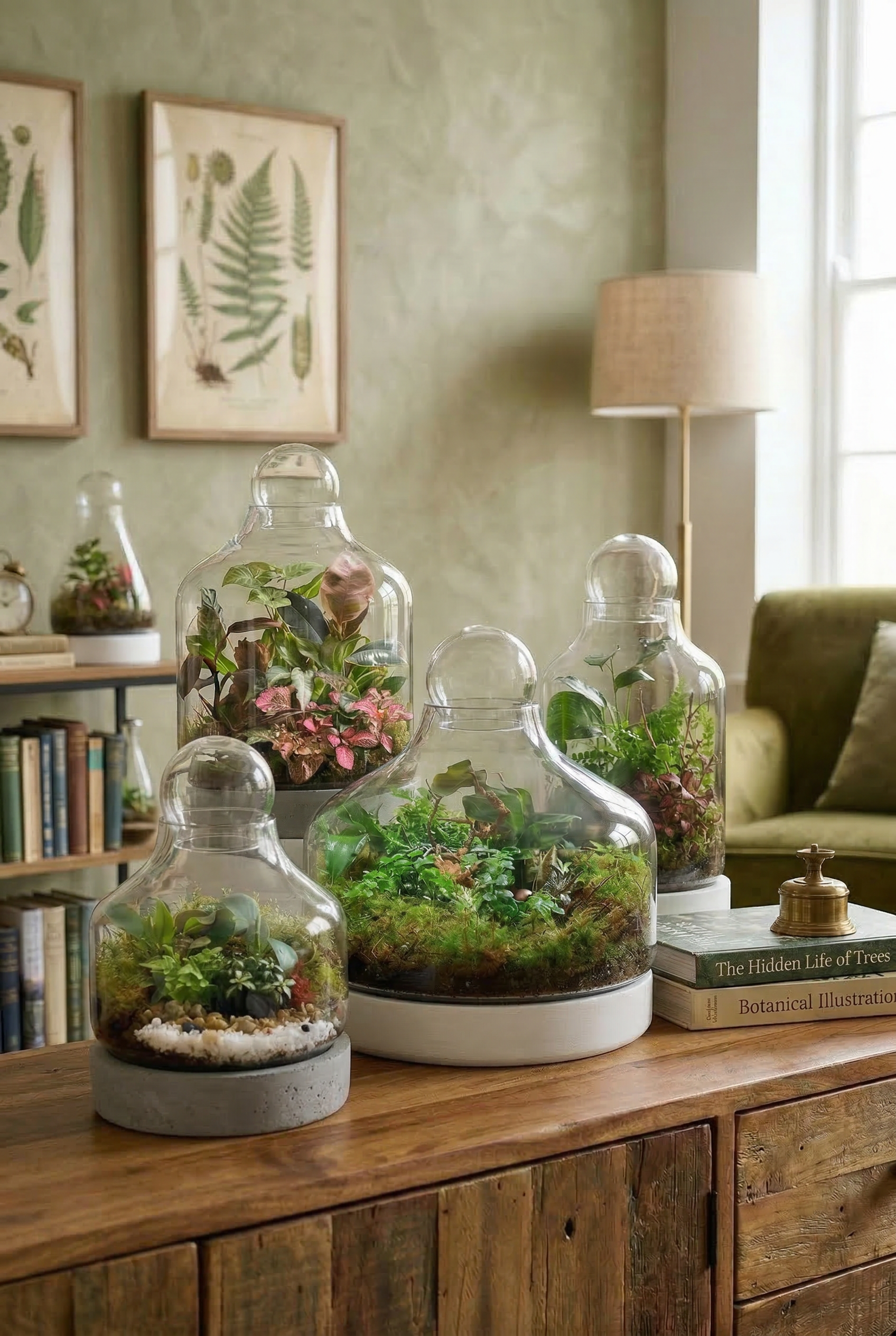 Terrarium Glassware Range - Concrete glass atrium with glass ball