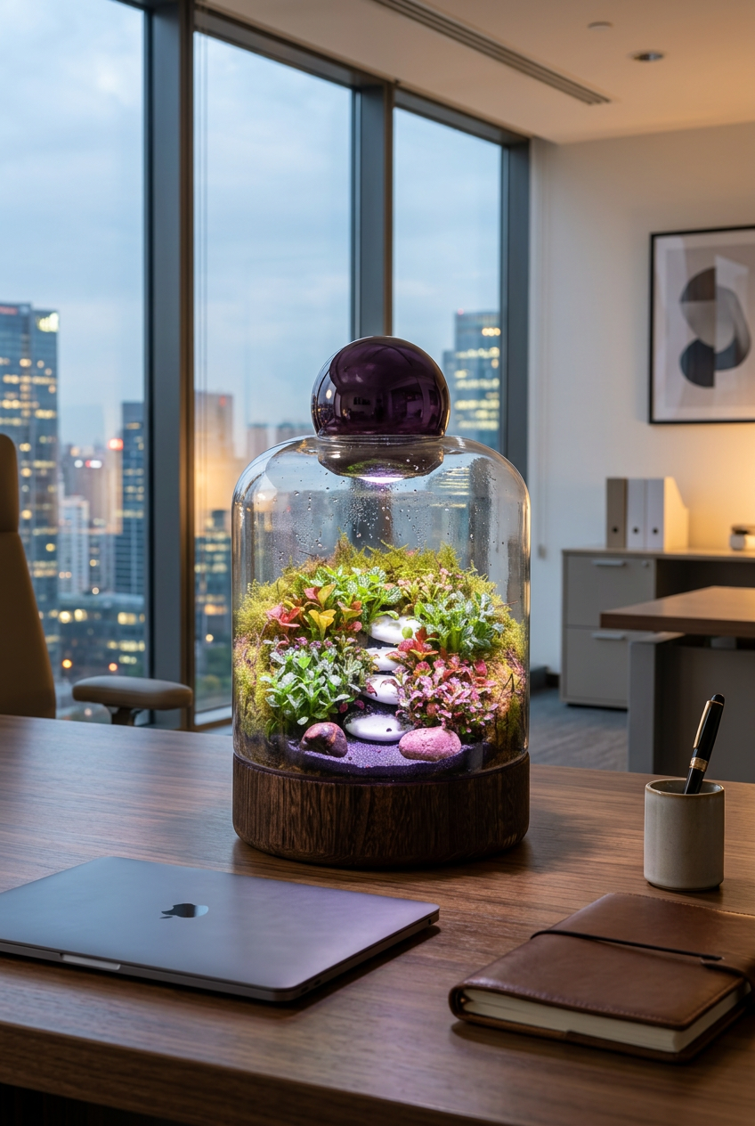 Dark Wood Enclosed Terrarium