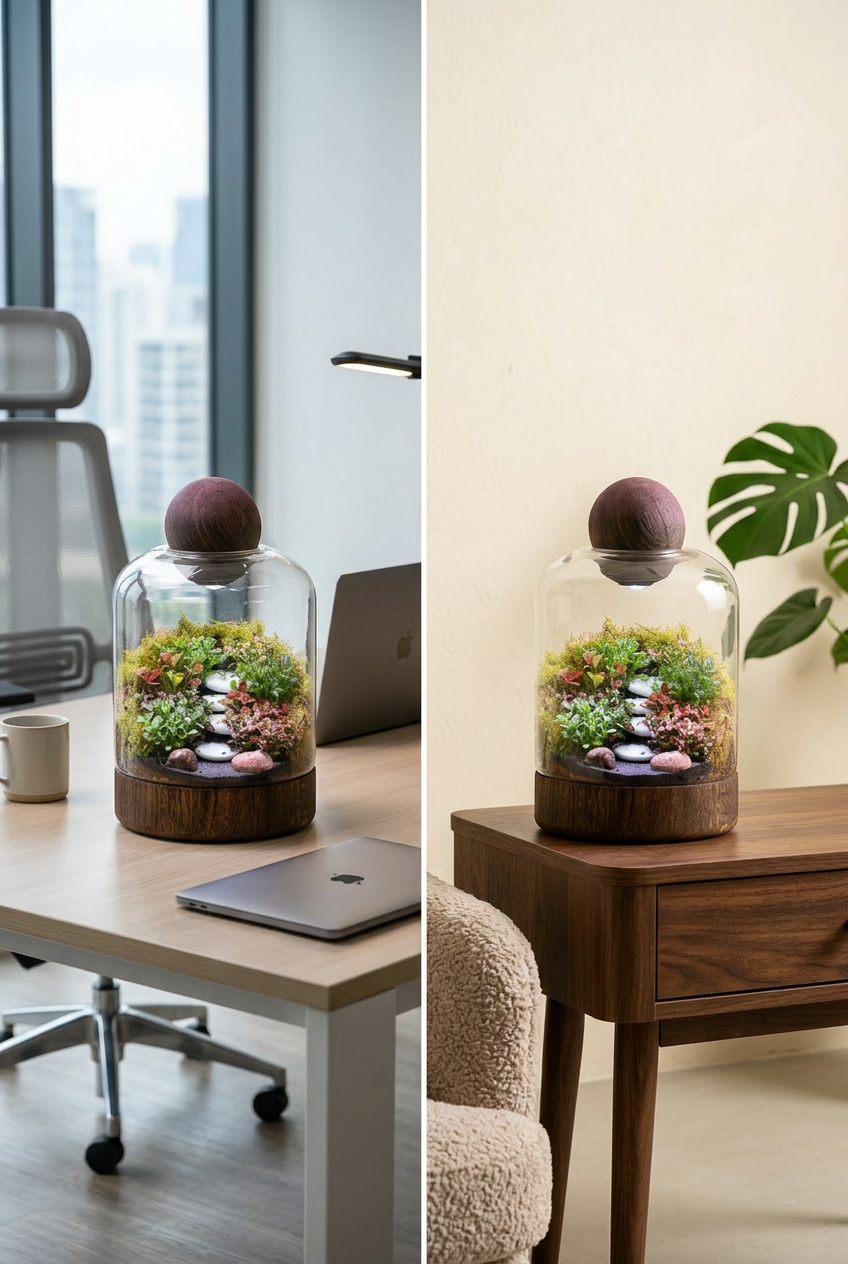 Dark Wood Enclosed Terrarium