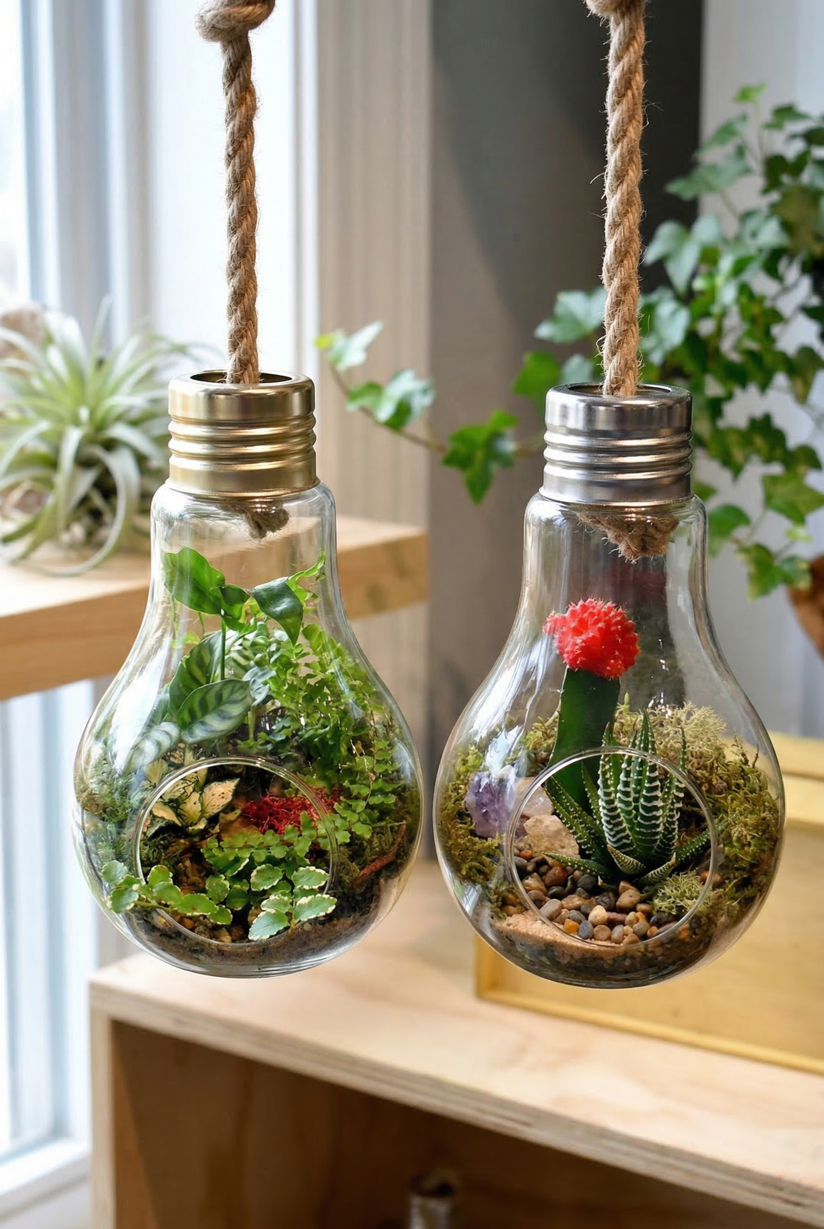 Medium Light Bulb Terrarium – Open Style Ready-Made or DIY