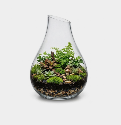 Slanted Teardrop Glass Terrarium - Glassware Only