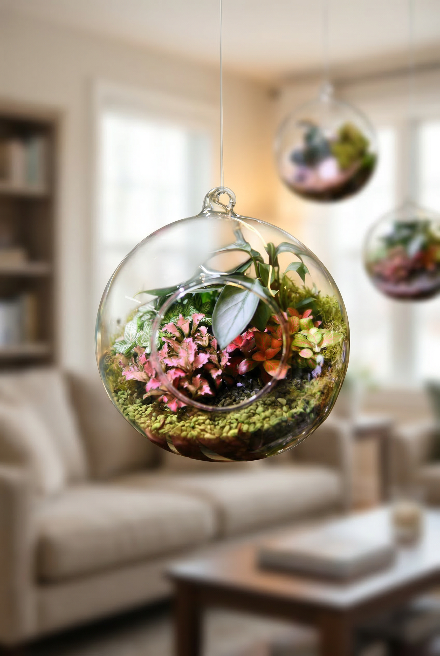 Round Glass Terrarium – Medium Indoor Plant Terrarium (15cm) – Hanging or Tabletop