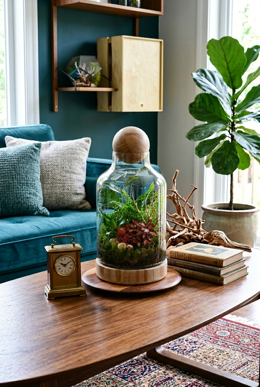 Mr Woody – Enclosed Glass Terrarium with Wooden Base
